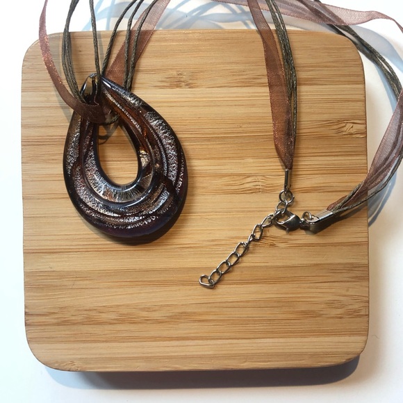 HANDMADE Brown Glass Pendant Necklace - Picture 3 of 3